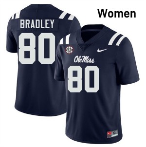 #80 Hayden Bradley Ole Mississippi Rebels Navy Womens Jerseys University College Football 305000-692
