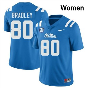 #80 Hayden Bradley Mississippi Powder Blue Women's Jerseys University College Football 607043-259