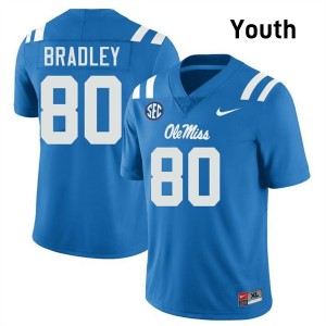#80 Hayden Bradley Ole Mississippi Powder Blue Youth Jerseys Game College Football 638365-868