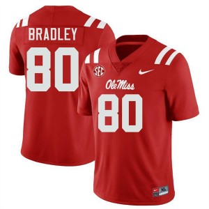 #80 Hayden Bradley Ole Miss Rebels Red Mens Jersey Replica College Football 112035-539