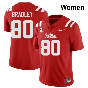 #80 Hayden Bradley Mississippi Red Women's Jerseys Limited College Football 181917-888