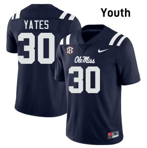 #30 Jaden Yates Ole Miss Navy Youth Jersey University College Football 496694-589