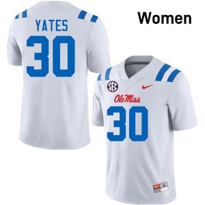 #30 Jaden Yates Ole Miss Rebels White Women Jersey Game College Football 411590-885