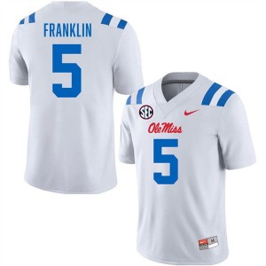#5 Kam Franklin Ole Miss White Mens Jersey Embroidery College Football 725354-291