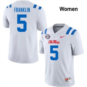 #5 Kam Franklin Ole Miss White Women's Jersey Official College Football 240205-313