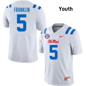 #5 Kam Franklin Mississippi White Youth Jerseys Game College Football 628914-748