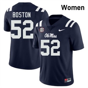 #52 Kenneth Boston Ole Miss Rebels Navy Women's Jersey High School College Football 277050-541