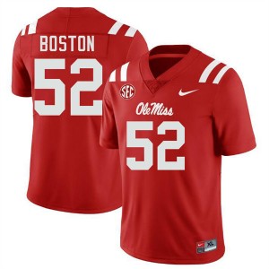 #52 Kenneth Boston University of Mississippi Red Mens Jersey 2025 College Football 120022-159