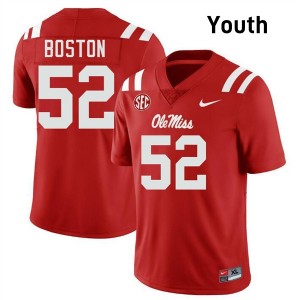 #52 Kenneth Boston Ole Mississippi Red Youth Jerseys Limited College Football 893751-254