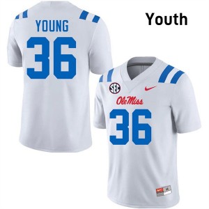 #36 Keon Young Ole Miss White Youth Jersey High School College Football 485162-215