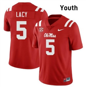 #5 Kewan Lacy Ole Mississippi Red Youth Jerseys Embroidery College Football 171172-317