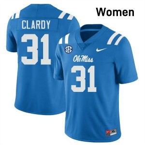 #31 Ladarian Clardy Ole Mississippi Rebels Powder Blue Women Jerseys High School College Football 446462-440