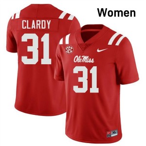 #31 Ladarian Clardy Rebels Red Womens Jerseys Replica College Football 168872-889