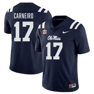 #17 Lucas Carneiro Rebels Navy Men Jersey Embroidery College Football 558840-697
