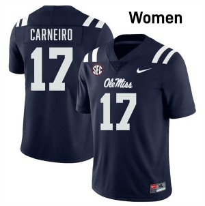 #17 Lucas Carneiro Ole Miss Navy Womens Jersey University College Football 635124-577