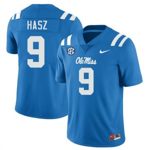 #9 Luke Hasz Ole Miss Powder Blue Men's Jersey Game College Football 600207-213