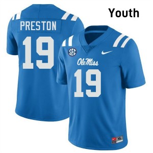 #19 MJ Preston Ole Miss Powder Blue Youth Jerseys Limited College Football 250517-738