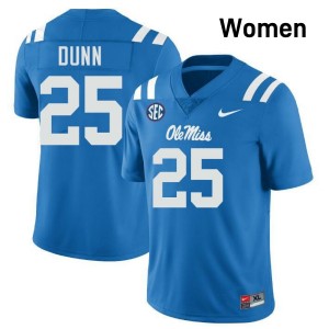 #25 Maison Dunn Rebels Powder Blue Womens Jersey University College Football 401714-176