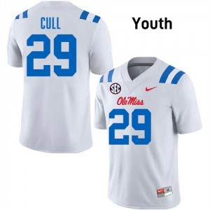 #29 Nick Cull Ole Mississippi White Youth Jerseys High School College Football 451256-393