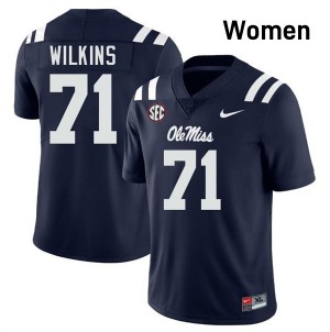 #71 PJ Wilkins Ole Miss Rebels Navy Womens Jersey 2025 College Football 409994-428