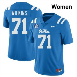 #71 PJ Wilkins Ole Miss Powder Blue Womens Jerseys Player College Football 878185-258