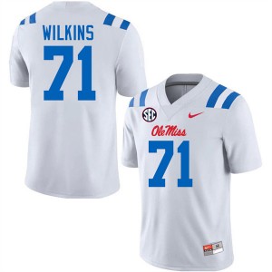 #71 PJ Wilkins Ole Mississippi Rebels White Men Jerseys High School College Football 494850-169