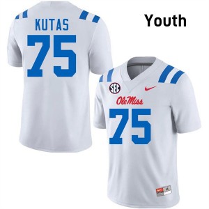 #75 Patrick Kutas University of Mississippi White Youth Jerseys University College Football 225902-377