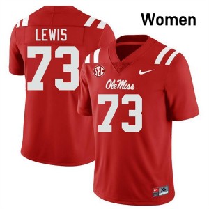 #73 Percy Lewis Mississippi Red Womens Jerseys Stitched College Football 795607-689