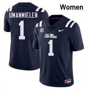 #1 Princewill Umanmielen Ole Mississippi Rebels Navy Womens Jersey NCAA College Football 896144-148