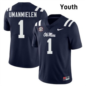 #1 Princewill Umanmielen Ole Mississippi Navy Youth Jersey 2025-26 College Football 909285-541