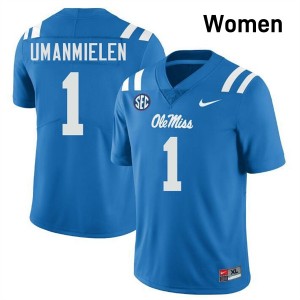 #1 Princewill Umanmielen Ole Miss Rebels Powder Blue Women Jersey Game College Football 745638-839