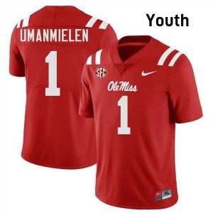 #1 Princewill Umanmielen Rebels Red Youth Jersey Official College Football 255943-111