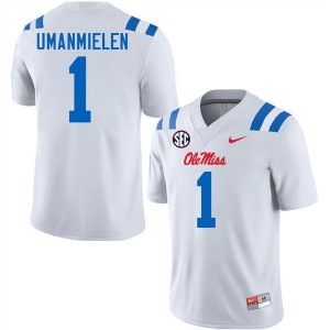#1 Princewill Umanmielen University of Mississippi White Mens Jerseys Replica College Football 454498-123