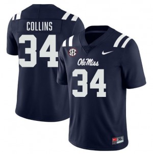 #34 Raymond Collins Ole Mississippi Rebels Navy Mens Jerseys Player College Football 966998-791