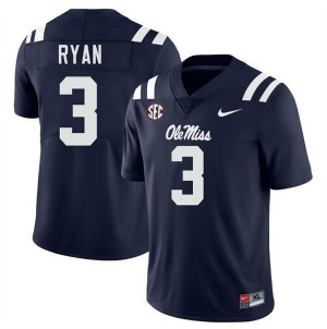 #3 Sage Ryan Ole Miss Rebels Navy Men's Jersey Player College Football 134897-952