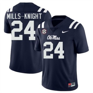 #24 Shekai Mills-Knight Ole Miss Navy Men Jersey Stitched College Football 560827-235