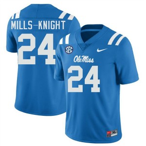 #24 Shekai Mills-Knight Ole Miss Powder Blue Mens Jersey Official College Football 370576-893