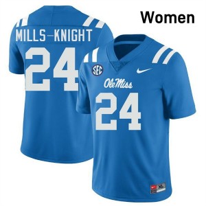 #24 Shekai Mills-Knight Mississippi Powder Blue Womens Jerseys 2025-26 College Football 999660-895
