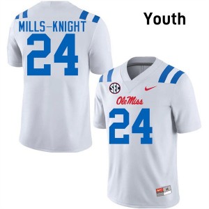 #24 Shekai Mills-Knight Rebels White Youth Jerseys Official College Football 422611-859