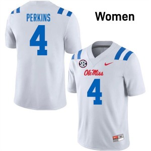 #4 Suntarine Perkins University of Mississippi White Women Jersey Limited College Football 378064-645