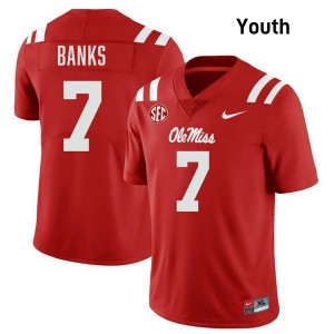 #7 TJ Banks Ole Miss Rebels Red Youth Jerseys Player College Football 203887-354