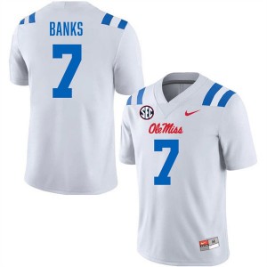 #7 TJ Banks Ole Mississippi Rebels White Mens Jerseys NCAA College Football 329761-868