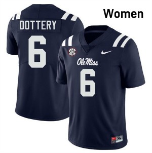 #6 TJ Dottery Ole Mississippi Navy Women's Jerseys University College Football 522115-480