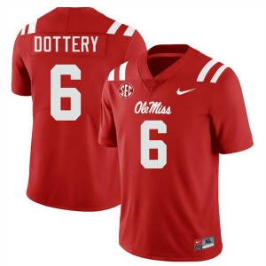 #6 TJ Dottery Ole Mississippi Red Men's Jersey 2025 College Football 847721-242