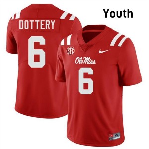 #6 TJ Dottery Rebels Red Youth Jersey NCAA College Football 317259-414