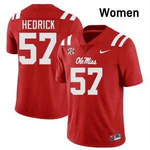 #57 TJ Hedrick Ole Mississippi Rebels Red Women's Jerseys Player College Football 304095-159