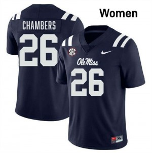 #15 Tahj Chambers Ole Mississippi Navy Women Jersey University College Football 630358-275