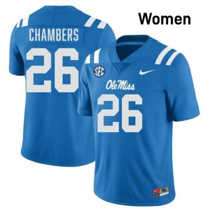 #15 Tahj Chambers Ole Miss Powder Blue Women's Jerseys Game College Football 671233-585