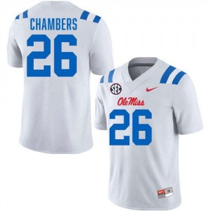 #15 Tahj Chambers Ole Miss White Mens Jerseys Stitched College Football 124278-714