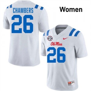 #15 Tahj Chambers Rebels White Women Jersey Player College Football 368822-801